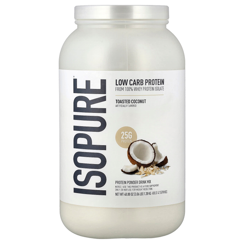 Isopure, низкоуглеводный протеиновый порошок, обжаренный кокос, 1,38 кг (3,06 фунта)