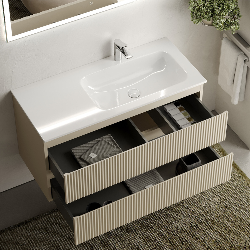 Тумба подвесная под раковину Sancos Snob R правая, Beige Soft 995х445х500, арт. SNR100RCE