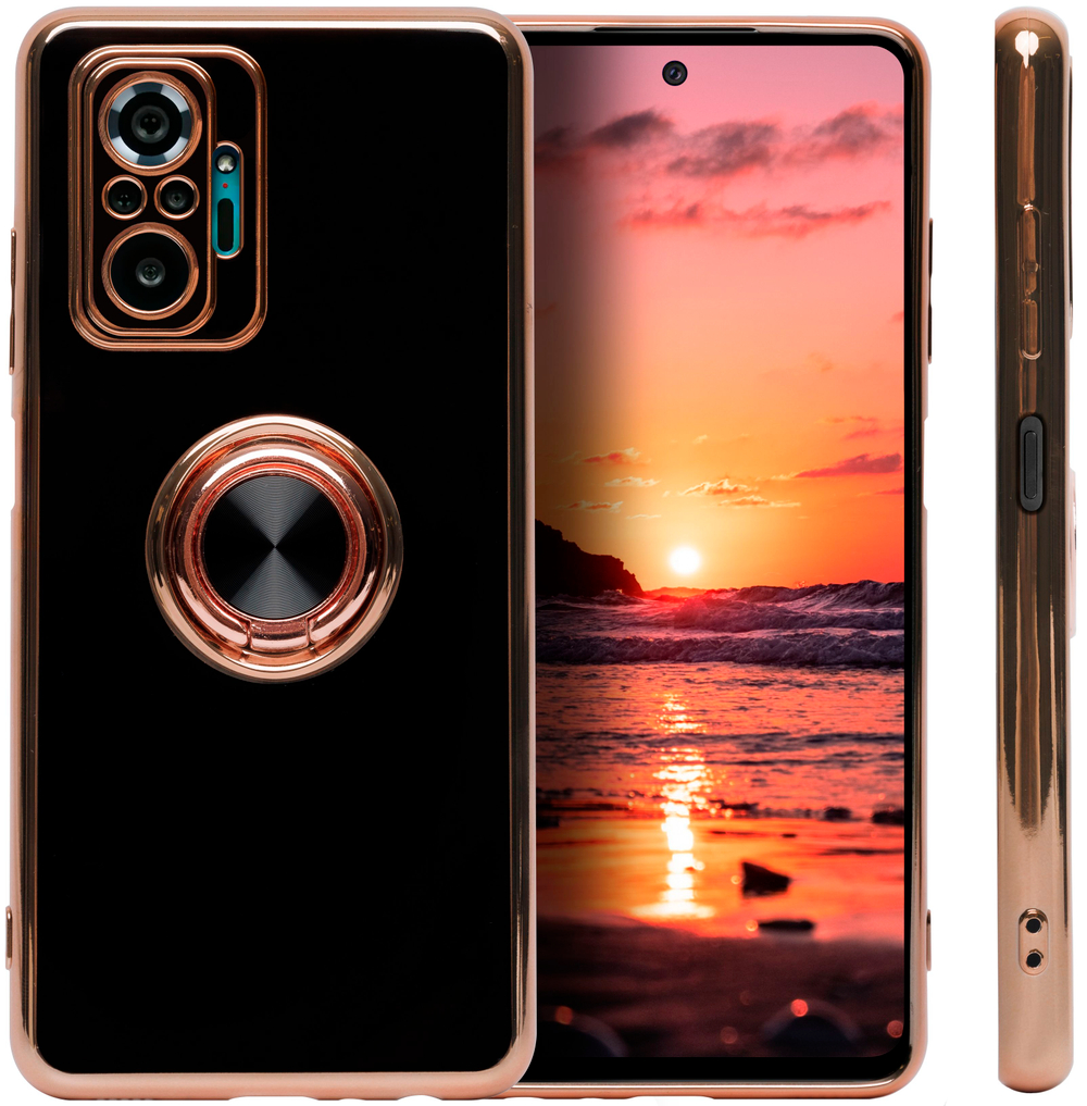Стильный глянцевый чехол для XIAOMI REDMI NOTE 10 PRO/ 10 PRO MAX с кольцом-подставкой и бархатной подкладкой