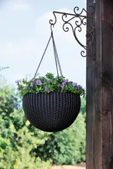 Подвесное кашпо под ротанг (Keter Rattan Hanging) графит — фото 2
