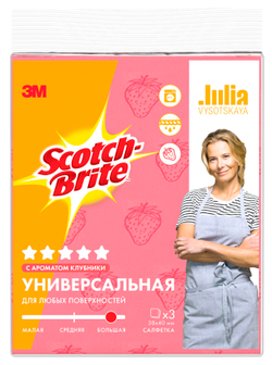 Салфетка универсальная Scotch-Brite GPW-STR,с ароматом клубники,37см х40см,3 шт/уп