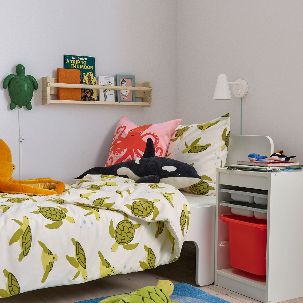 Комплект постельного белья IKEA BLAVINGAD (БЛОВИНГАД), Детский, Белый с рисунком, 150х200, 50х80 см