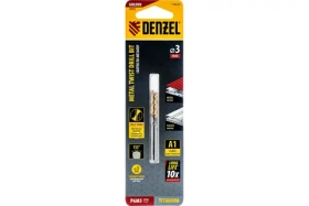 Сверло спиральное по металлу 3x60 мм, Р6М5, Golden Tip, 2 шт Denzel 718225