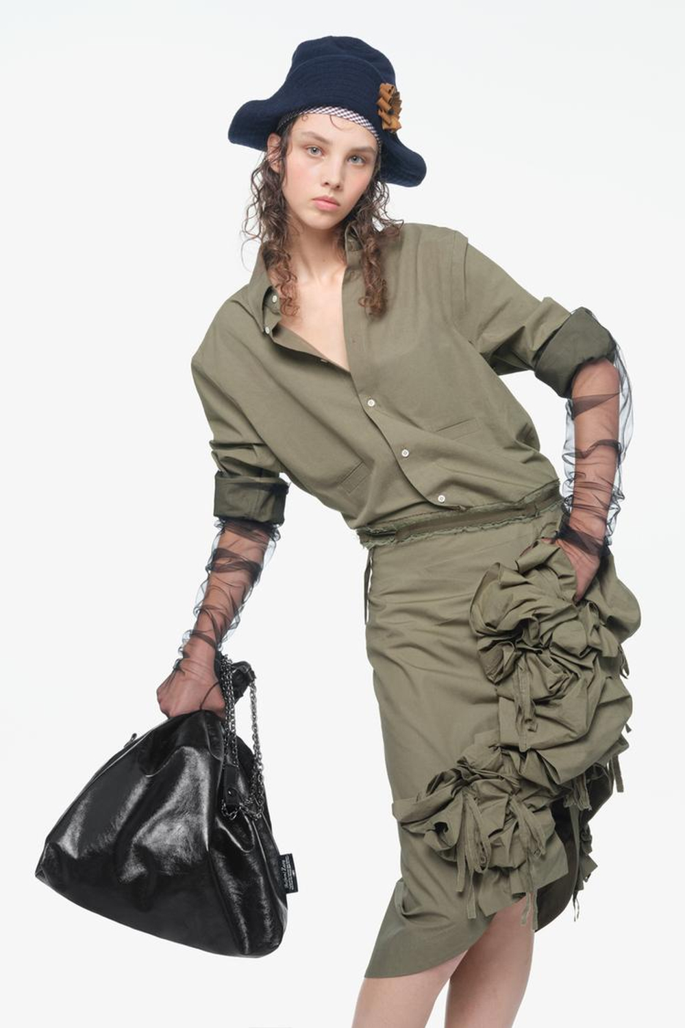 ZARA X JOHN GALLIANO БОЛЬШАЯ КОЖАНАЯ СУМКА TRI-CHIC — LIMITED EDITION, ЧЕРНЫЙ
