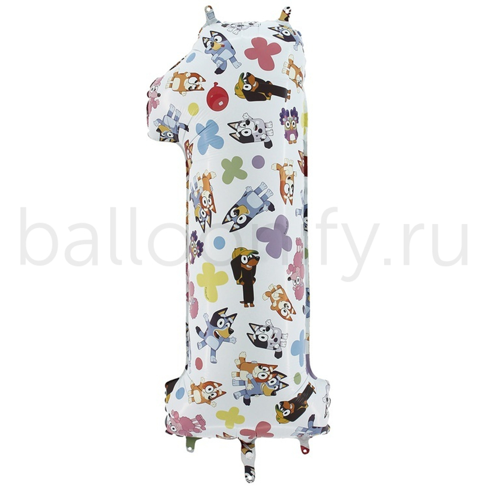 Шар ЦИФРА 1 Щенки Блу 26" 66 см