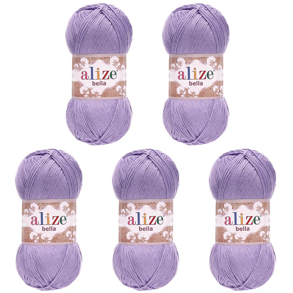 Пряжа Alize (Ализе) Bella 100 / уп.5 мот. по 100 г, 360м, 158 лаванда A
