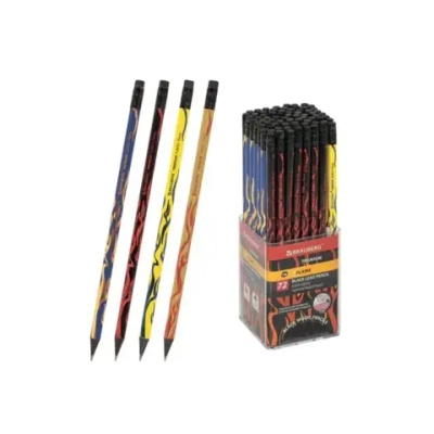 Карандаш чернографитный BRAUBERG PREMIUM TURKEY Flame, ластик 181565