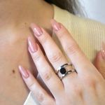 Кольцо двойное с малым кругом с вишневым янтарем