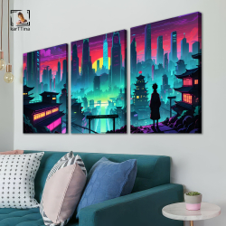Картина karTTina "НЕОНОВЫЙ ДРАЙВ", 150 см х 70 см
