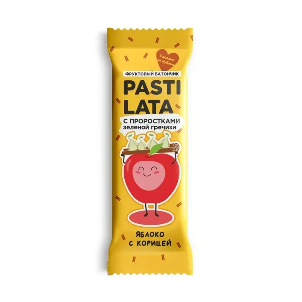 Фруктовый батончик с проростками Яблоко с корицей 40г (PASTILATA)