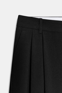 ZARA БРЮКИ-БАЛЛОНЫ С ЗАЩИПАМИ, ЧЕРНЫЙ