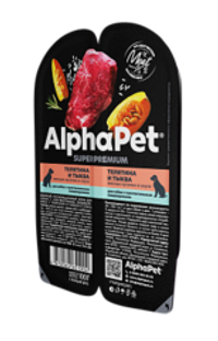 AlphaPet 100г "Superpremium" Влажный корм для собак с чувствительным пищеварением, телятина и тыква