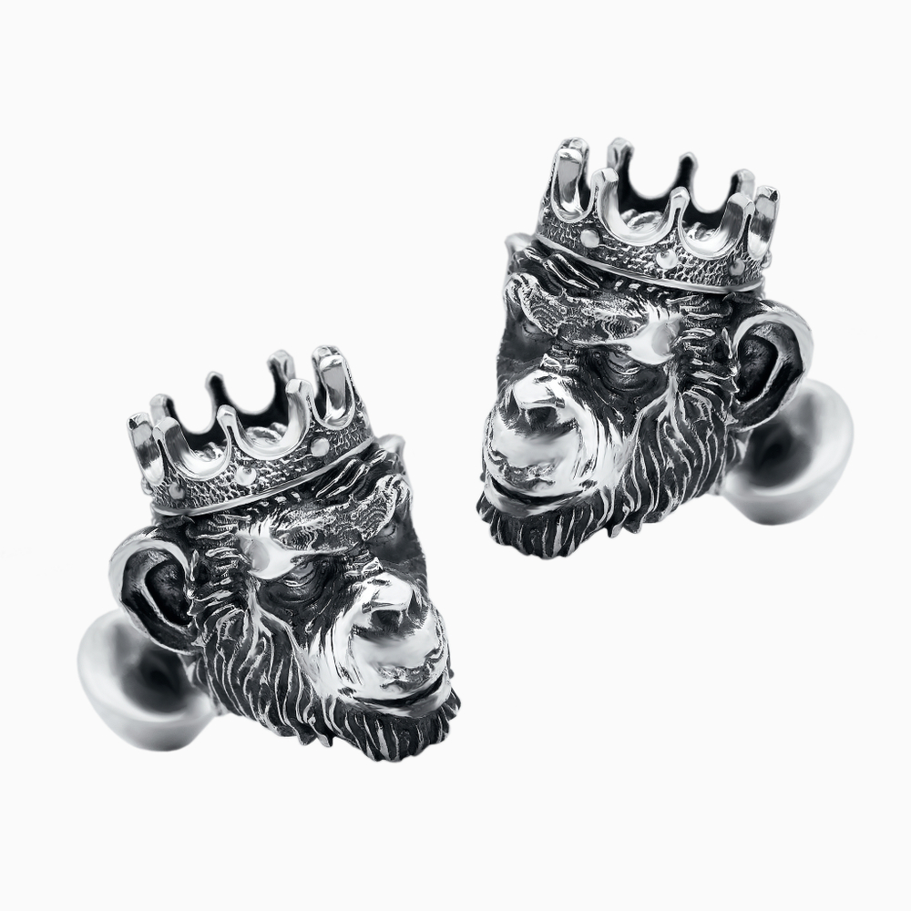 Запонки мужские KING MONKEY, оксидирование, рубин — корунд