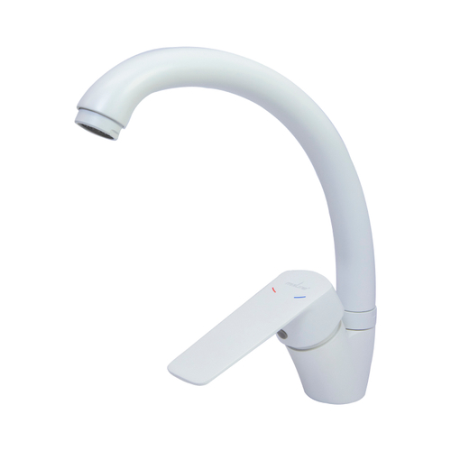 Смеситель для кухни 35k MIXLINE МЛ15-032(ML15-032W) выс.излив б/отв бок п/гайку (без подводки)БЕЛЫЙ