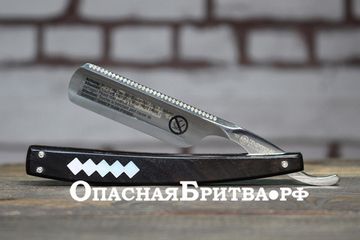 Бритва опасная Dovo, ручка - африканское черное дерево (гренадил) с перламутровой вставкой, 6/8",1/1