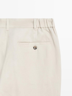 Massimo Dutti Зауженные льняные брюки, бежевый