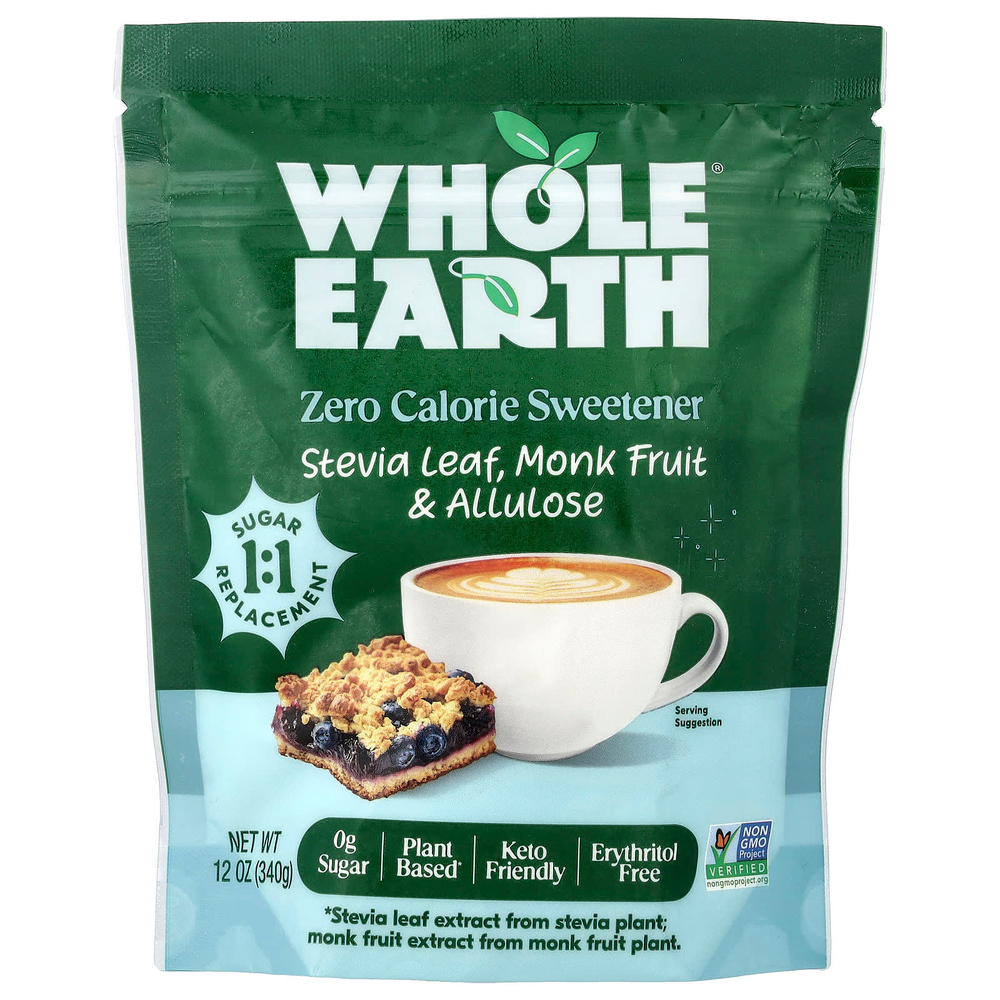 Whole Earth, листья стевии, архат и аллюлоза, 340 г (12 унций)
