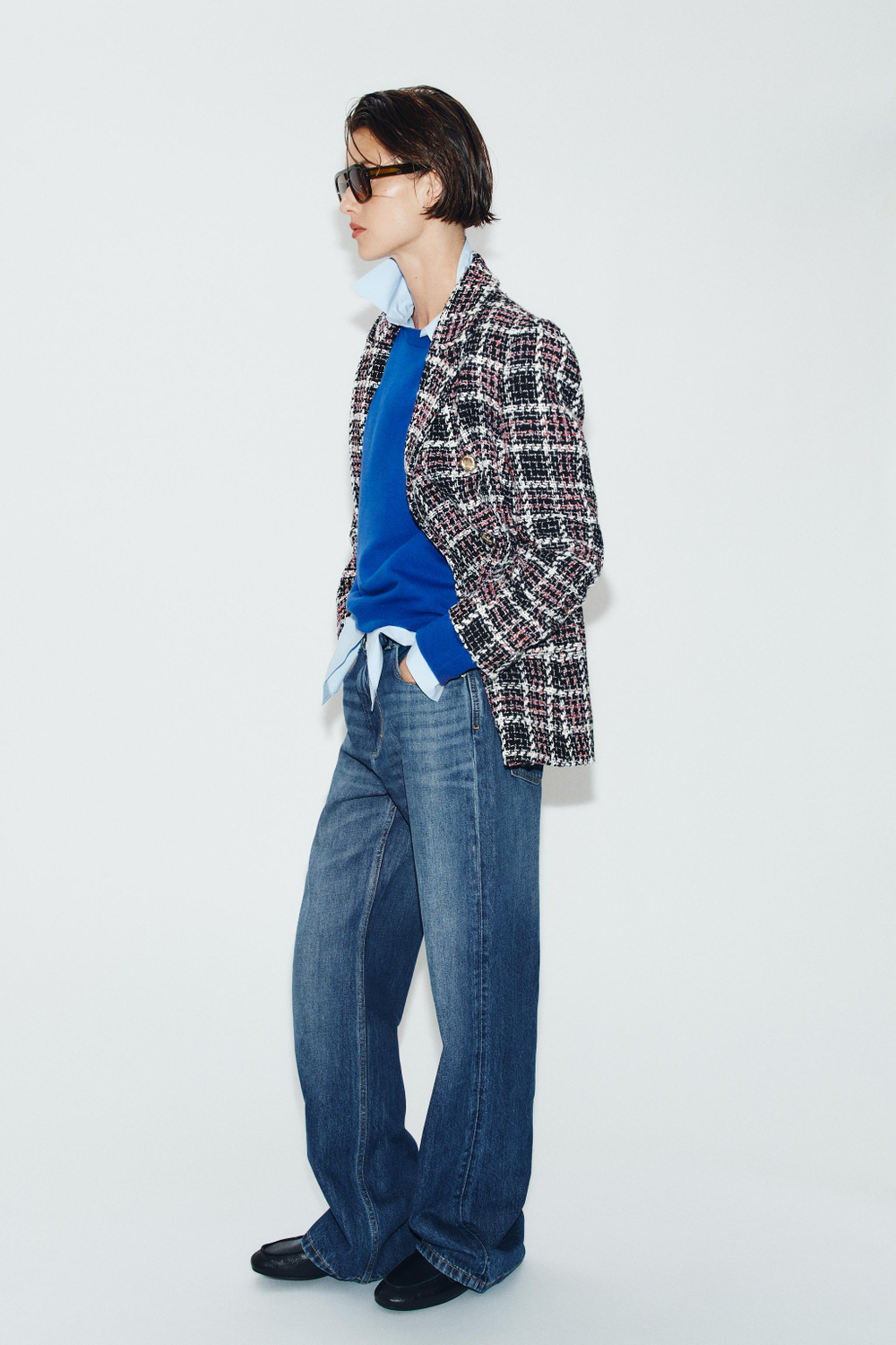 БЛЕЙЗЕР В КЛЕТКУ ИЗ РЕЛЬЕФНОЙ ТКАНИ — ZARA