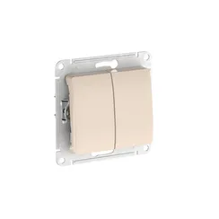 Выключатель двухклавишный Systeme Electric Glossa Бежевый, самозажимные клеммы GSL000251S
