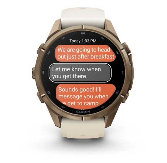 Умные часы Garmin Fenix 9 PRO INREACH, 43 мм, AMOLED, Sapphire Autumn Gold Titanium with Cream/French Gray Silicone Band
