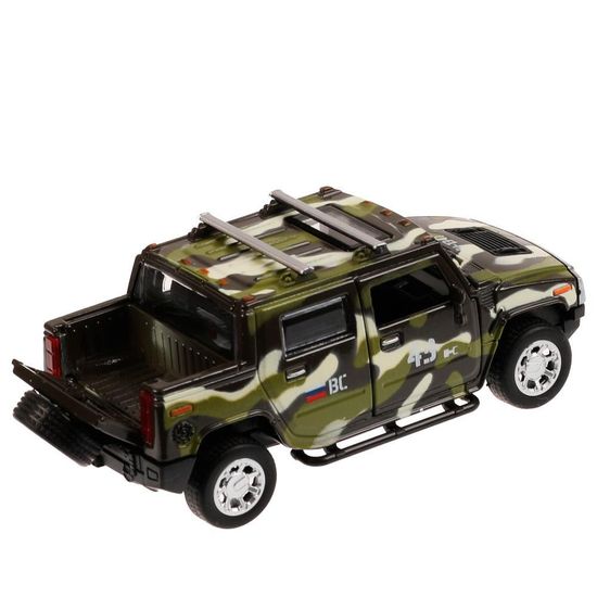 Машина металл HUMMER H2 PICKUP КАМУФЛЯЖ 12 см, двери, багаж, инерц, кор. Технопарк