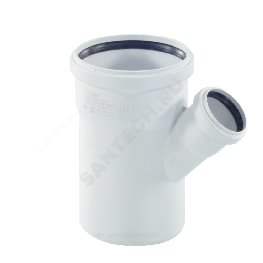 Тройник PP-H переходной бесшумный белый RAUPIANO PLUS Дн 110х50х87гр б/нап в/к Rehau 11213241002