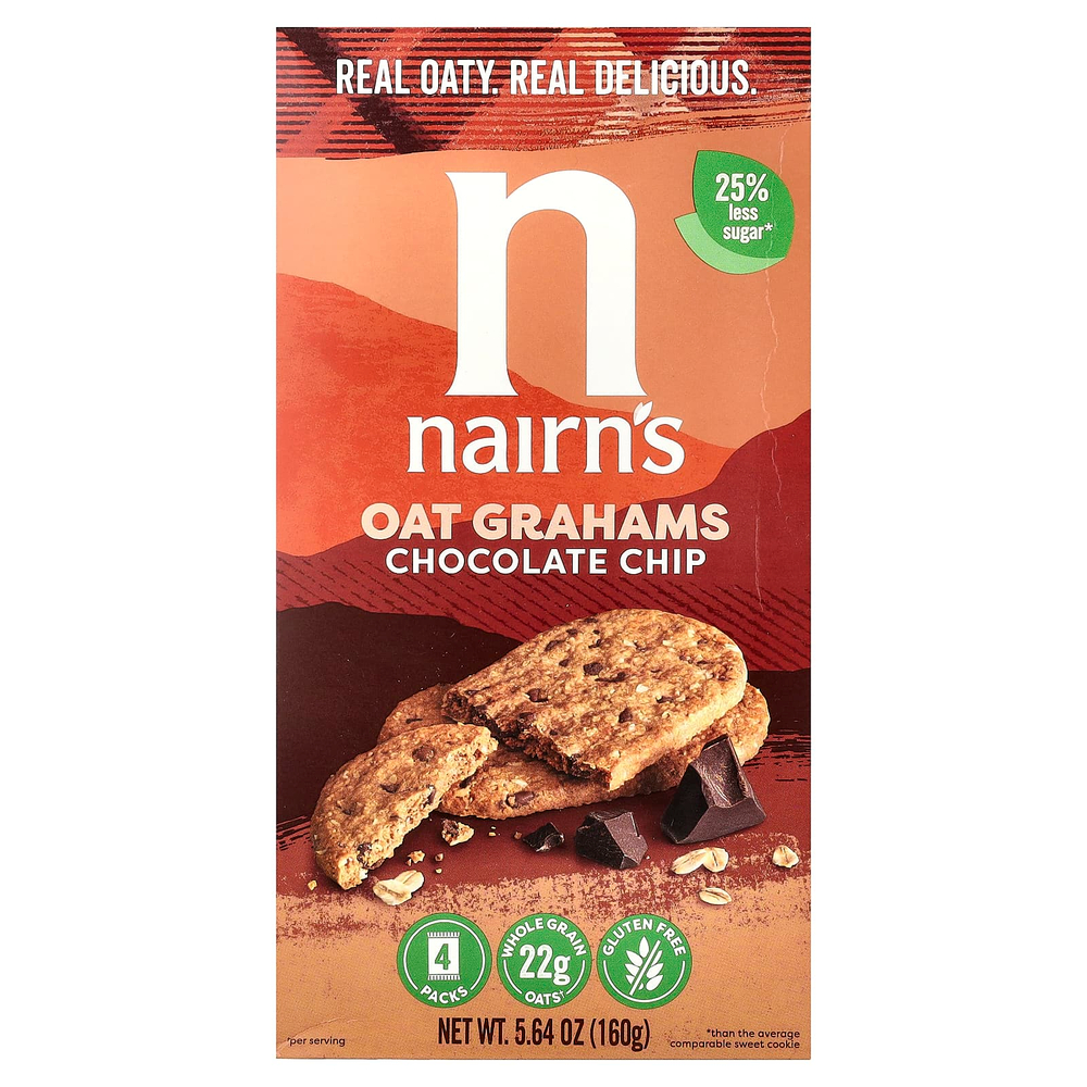 Nairn's, Oat Grahams, Без глютена, шоколадная стружка, 5,64 унции (160 г)