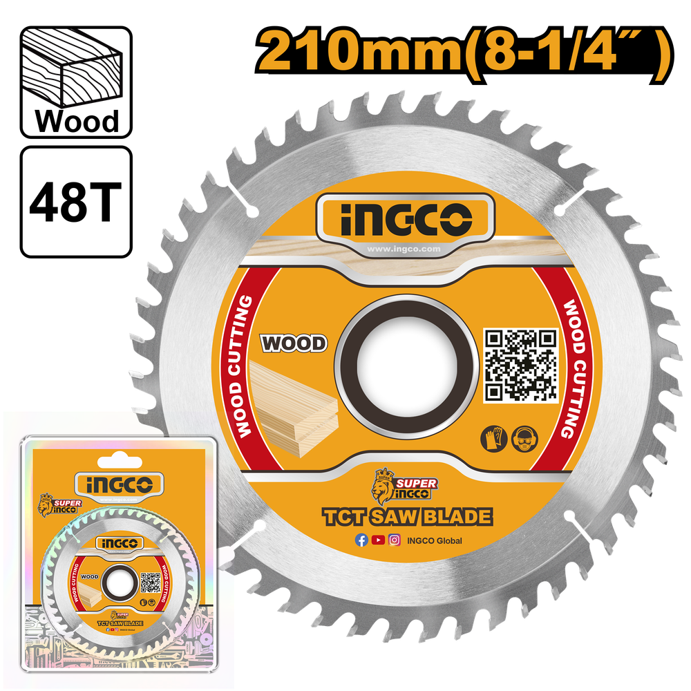 Диск пильный по дереву TCT INGCO TSB121022 INDUSTRIAL 210х30 мм 48Т