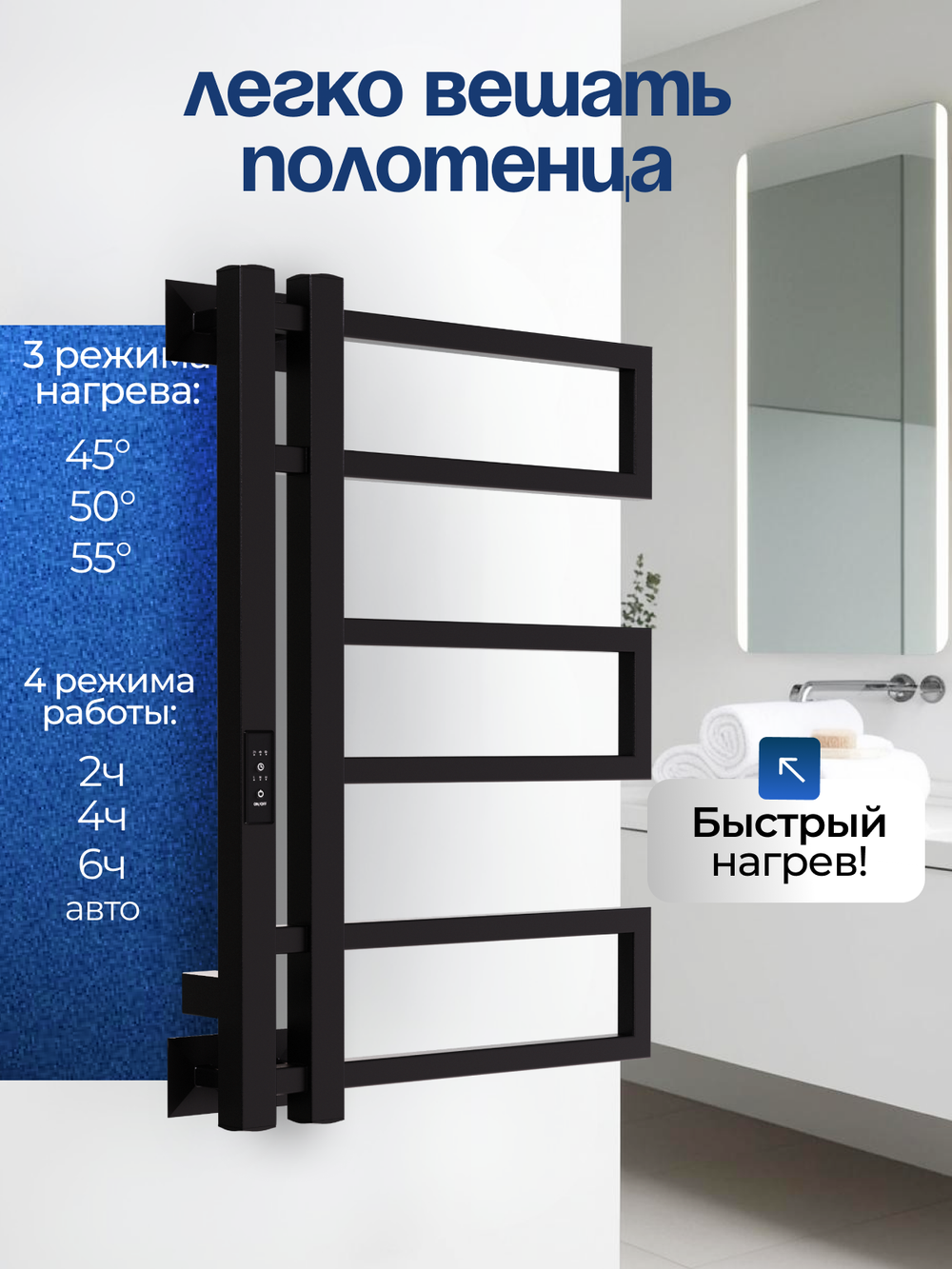 Полотенцесушитель Тилос 60х40 черный