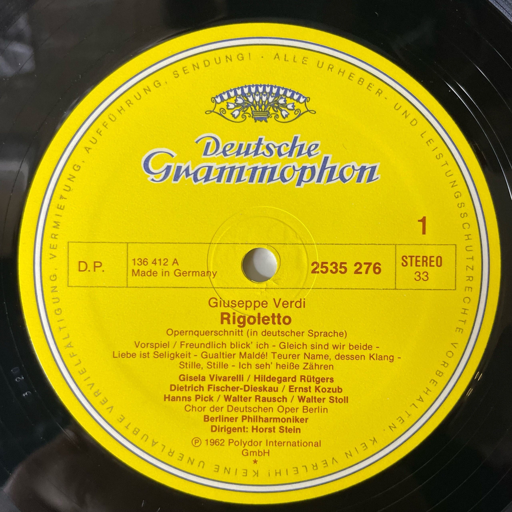 Винтажная виниловая пластинка LP Опера Джузеппе Верди Риголетто Giuseppe Verdi Rigoletto (Германия 1977)