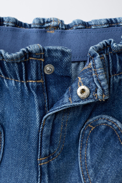 ZARA ДЖИНСЫ BAGGY С КАРМАНАМИ «СЕРДЦА», ВЫЦВЕТШИЙ СИНИЙ