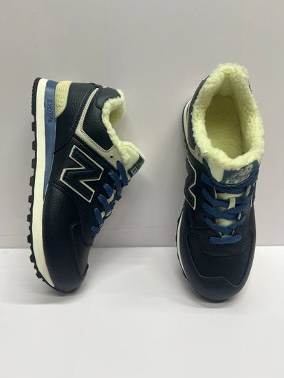 Кроссовки New Balance 574 Leather Blue с мехом