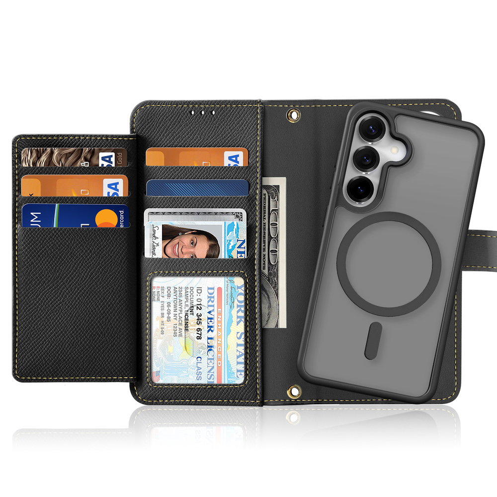 Чехол кошелек с MagSafe из TPU кожи от Dux Ducis для Samsung Galaxy S25, серия Lawa Series Case