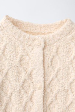 ZARA ТРИКОТАЖНЫЙ КОМБИНЕЗОН С КОСАМИ, ЭКРЮ