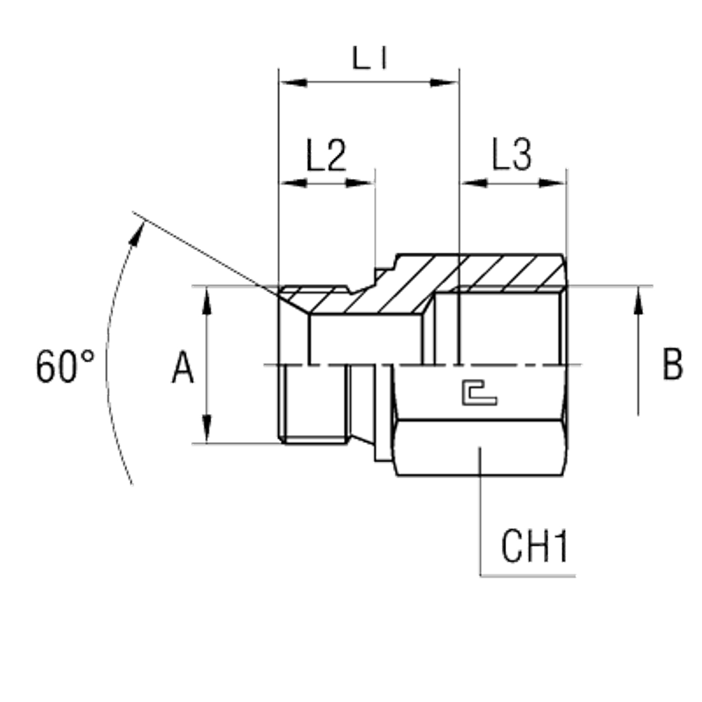 Соединение PF BSP 3/8 - BSP 3/8 L38