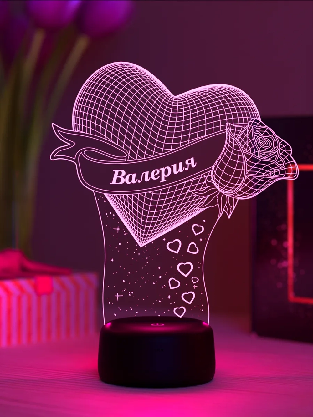 Ночник "Сердце с именем Валерия" - любимой девушке