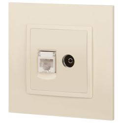 Розетка ЭРА Elegance 14-3110-02 RJ45+TV IP20 слоновая кость | Эра Elegance