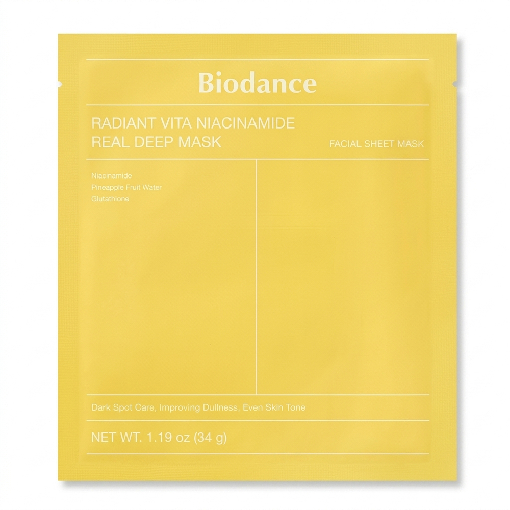 Гидрогелевая маска с ниацинамидом для сияния кожи Biodance Radiant Vita Niacinamide Real Deep Mask, 34г