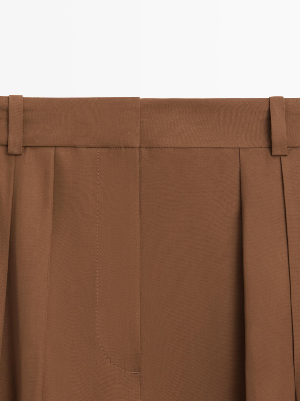 Massimo Dutti Струящаяся плиссированная юбка-шорты, светло-коричневый