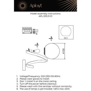 Бра настенное 1*Е14 APL.333.01.01 черный Dezire Aployt