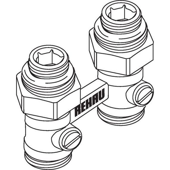 Блок шаровых кранов с соед ниппелем 1/2*3/4 прям Rehau