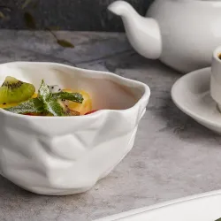 Салатник 450 мл 13*11 см h8 см овальный Crumpled Style белый фарфор P.L. Proff Cuisine [4]