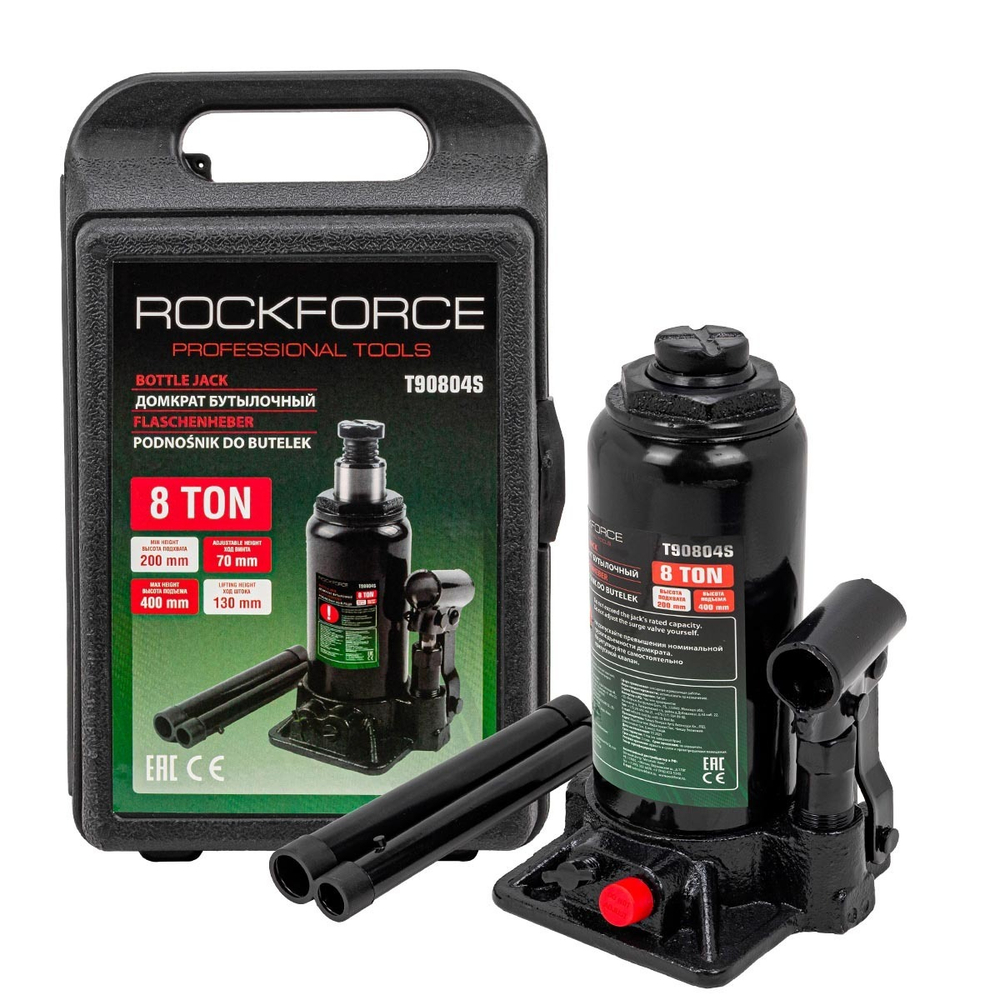 Домкрат бутылочный 8т в кейсе RockForce RF-T90804-S