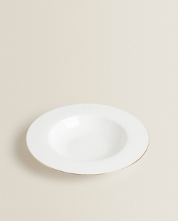 ZARA HOME СУПОВАЯ ТАРЕЛКА ИЗ КОСТЯНОГО ФАРФОРА С ОБОДКОМ