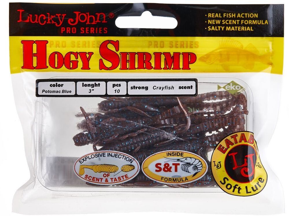 Мягкая приманка Lucky John Series HOGY SHRIMP 3.0in (76 мм), цвет S19, 10 шт/уп