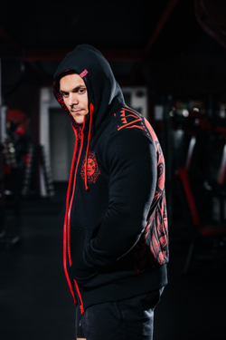 Black hoodie kangaroo "The sun is for us" with zipper
