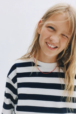 ZARA ФУТБОЛКА В ПОЛОСКУ, СИНИЙ/БЕЛЫЙ