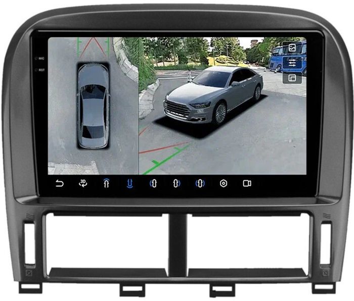 Магнитола для Lexus LS430 Toyota Celsior XF30 2000-2006 (ШГУ цветной) - FarCar BX9-360-9697F2 монитор 9.5" 2K QLED на Android 13, Быстрая, CarPlay, 4G SIM-слот, 4 камеры в комплекте