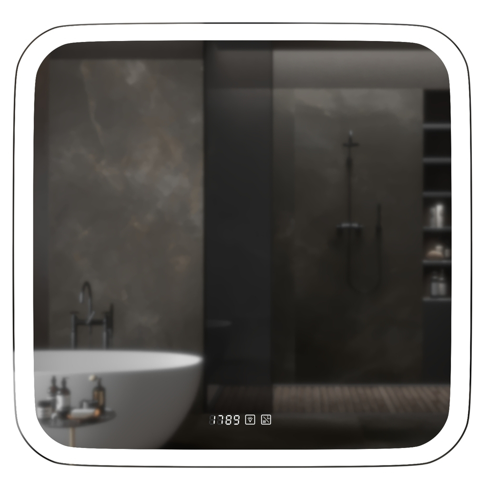 Зеркало MIXLINE "Стив-3" 700*685 (ШВ) сенсорный выключатель, часы + подогрев