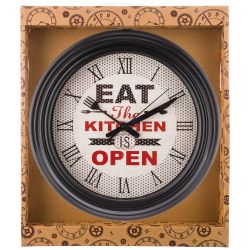 ЧАСЫ НАСТЕННЫЕ КВАРЦЕВЫЕ "CHEF KITCHEN" ДИАМЕТР=31 СМ. ДИАМЕТР ЦИФЕРБЛАТА=22,5 СМ. ЦВЕТ:ЧЕРНЫЙ (КОР